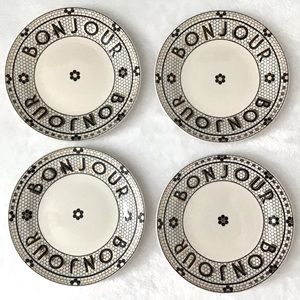 Anthropologie Bistro Tile Set Of Four Bonjour Plates New In Box NWT